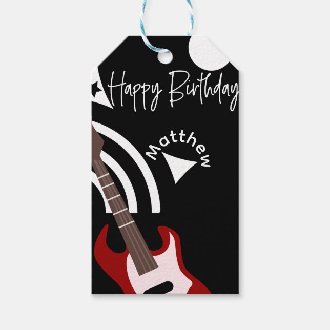 Musical Rock Star Electric Guitar Birthday Geschenkanhänger (Vorderseite)