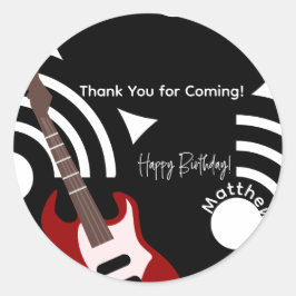 Musical Rock Star Electric Guitar Birthday Runder Aufkleber