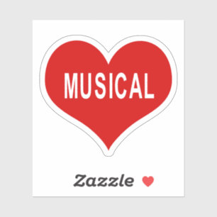 MUSICAL Rotes Herz Vinyl-Aufkleber Aufkleber
