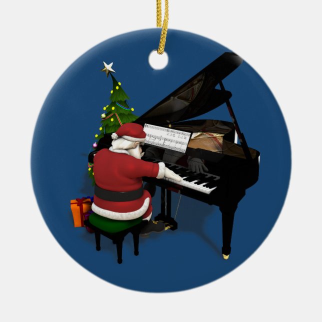 Musical Santa Claus Piano Keramikornament (Vorne)