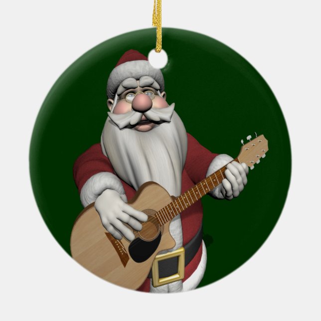 Musical Santa Claus spielen Weihnachtslieder Keramikornament (Hinten)