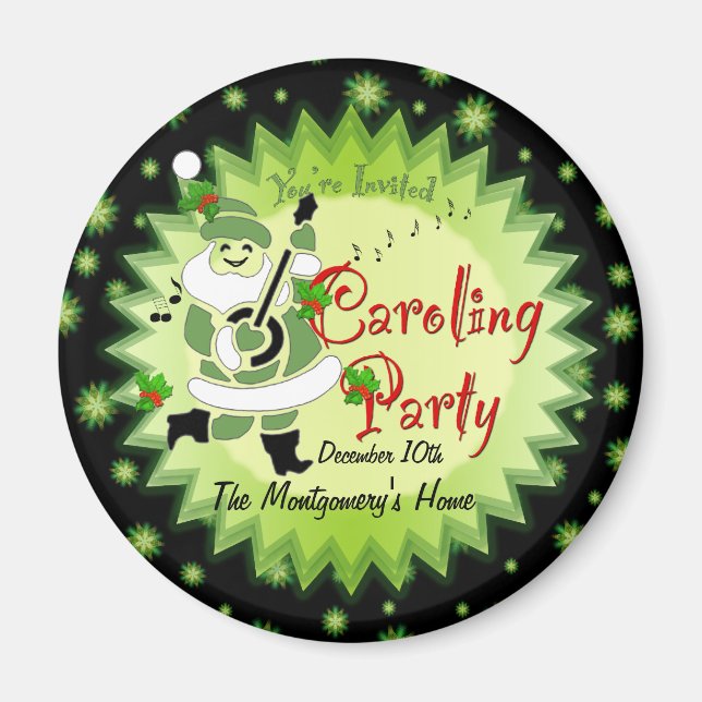 Musical Santa Elf Caroling Party Einladung Magnet (Vorne)