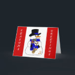 Musical Snowman Feiertagskarte<br><div class="desc">SmudgeArt Creation "Musical Snowmen" Ein niedlicher Schneemann,  der seinen Saxen hält,  der in seinem Top Hut,  Fäusten und Schal in blauen Tönen verziert ist.</div>