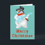 Musical Snowman Weihnachtskarte Karte<br><div class="desc">Musical Snowman mit Gitarren Weihnachtskarten - MIGNED Painting - Frohe Weihnachten - Anpassbar</div>