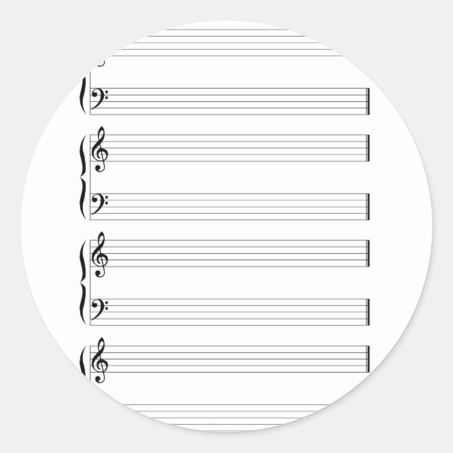Musical Staff und Staves Runder Aufkleber (Vorderseite)