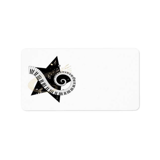 Musical Star Golden Notes Adressaufkleber (Vorne)