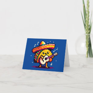 Musical Taco - Funny Pixel Art Mariachi Design Karte