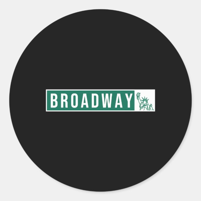 Musical Theater Broadway Street Sign Runder Aufkleber (Vorderseite)