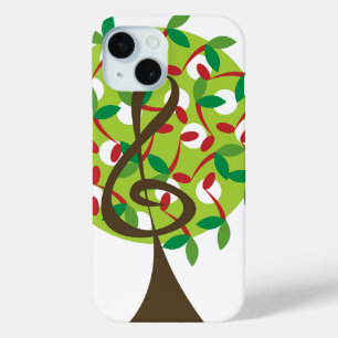 Musical Treble Cherry Notes Baum Whimsical Nature iPhone 15 Hülle