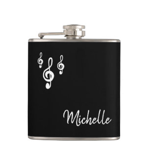 Musical Treble Clef Einfache Schwarz-weiße Typogra Flachmann