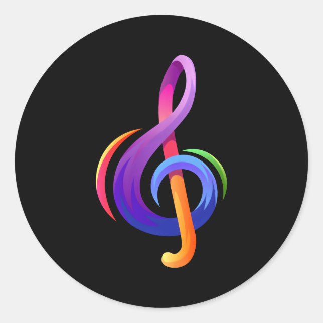 Musical Treble Clef Musiknotens G Clef Runder Aufkleber (Vorderseite)