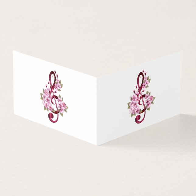 Musical treble clef notes with sakura flowers (Outside)