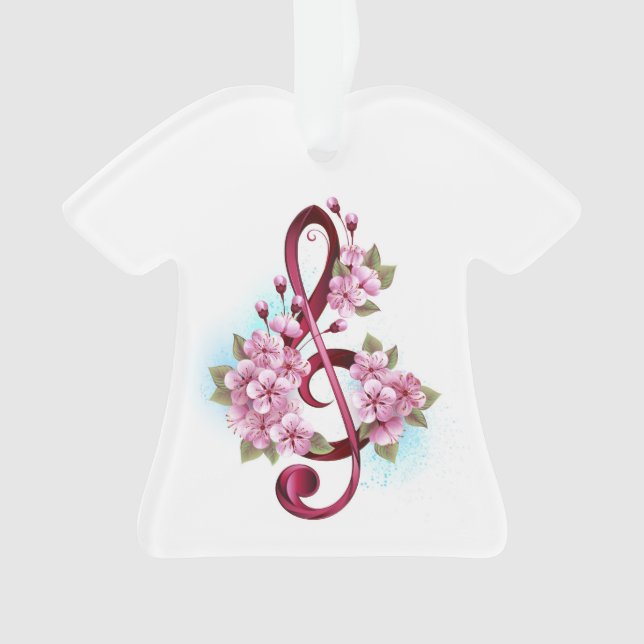 Musical treble clef notes with sakura flowers (devant)