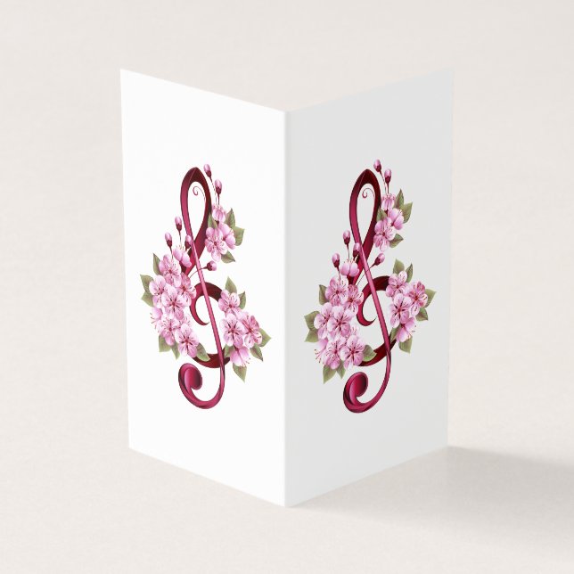 Musical treble clef notes with sakura flowers (Outside)