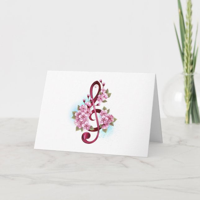Musical treble clef notes with sakura flowers (Devant)