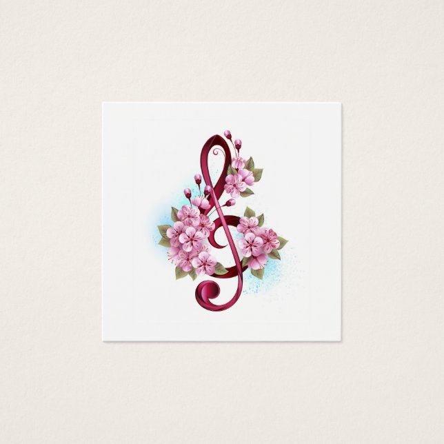 Musical treble clef notes with sakura flowers (Devant)