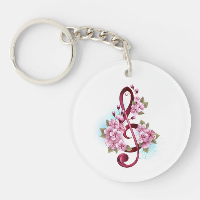 Musical treble clef notes with sakura flowers (Devant)