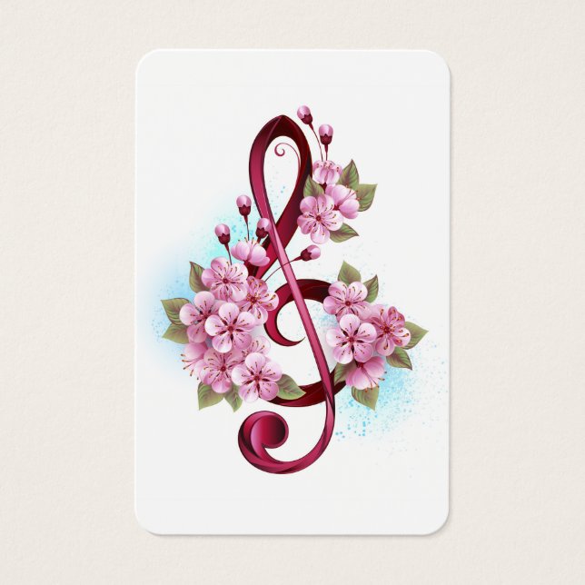 Musical treble clef notes with sakura flowers (Devant)
