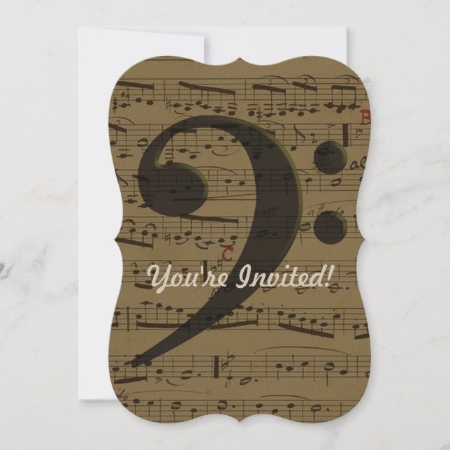 Musical Treble Clef Sheet Music Classic Einladung (Vorderseite)