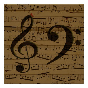 Musical Treble Clef Sheet Music Classic Poster