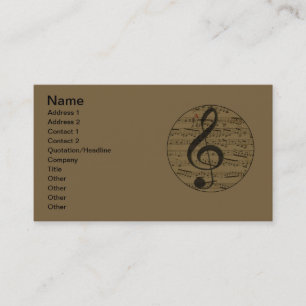 Musical Treble Clef Sheet Music Classic Visitenkarte