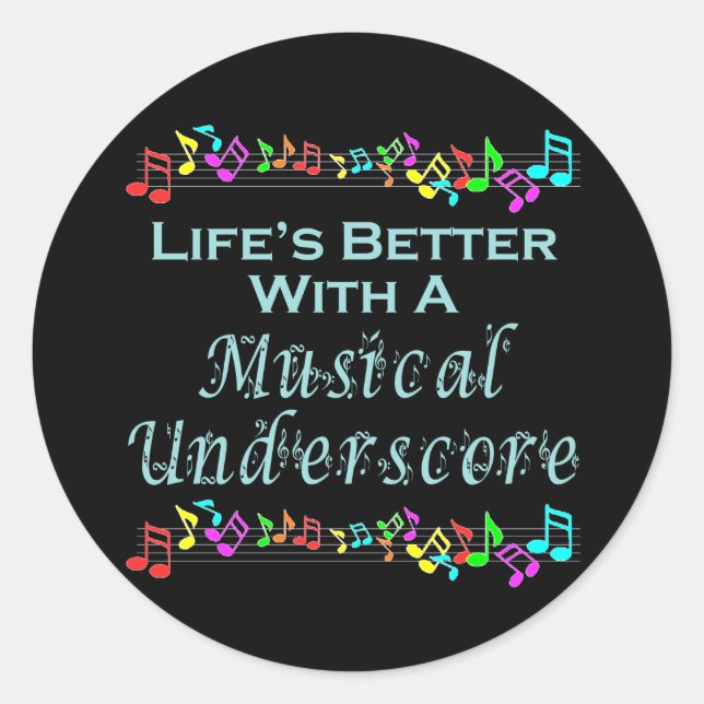 Musical Underscore-Sticker Runder Aufkleber (Vorderseite)