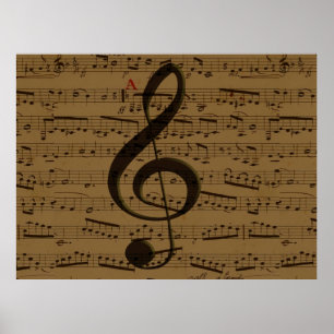 Musicalischer Violinschlüssel Notenblatt Klassisch Poster