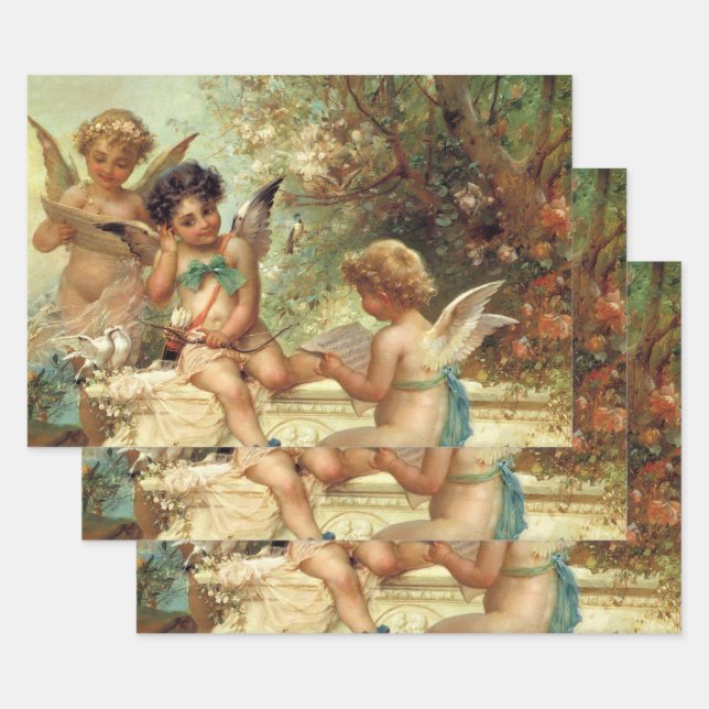 Musician Angels von Hans Zatzka, Viktorianische Ku Geschenkpapier Set (Set)