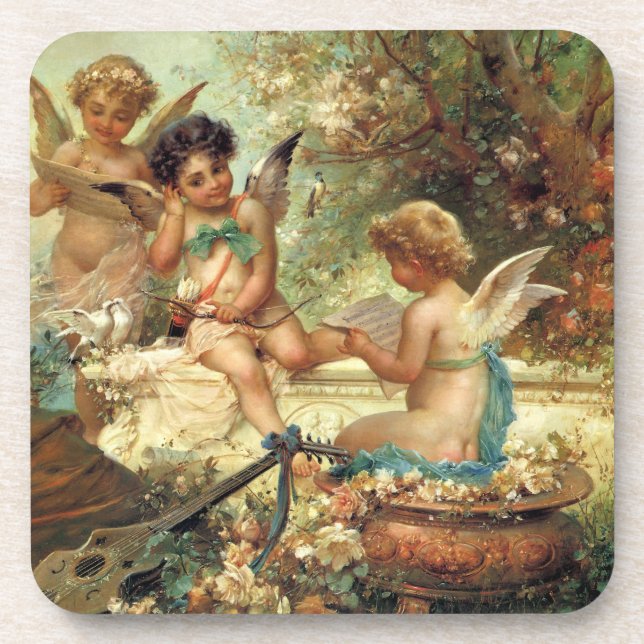 Musician Angels von Hans Zatzka, Viktorianische Ku Untersetzer (Vorderseite)