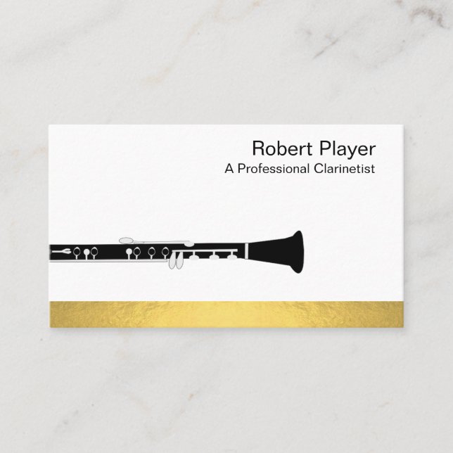 Musician Clarinet Player Audio Gold Sound Waves Visitenkarte (Vorderseite)