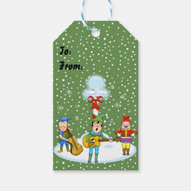 Musician Elves Weihnachtsgeschenke Tags Geschenkanhänger (Vorderseite)