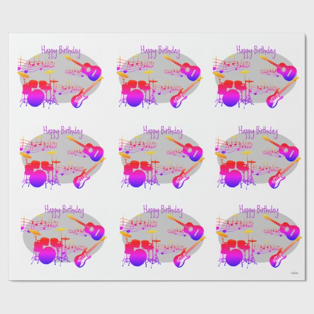 Musician Graphic Gift Wrap Rainbow HAMbyWG Geschenkpapier (Flach)