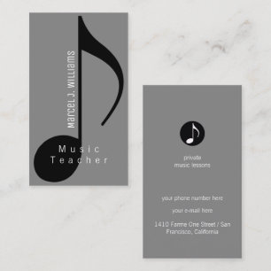 Musician Gray Business Card mit musikalischer Note Visitenkarte