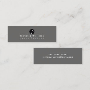 Musician Gray Business Card With Music Note Mini Visitenkarte