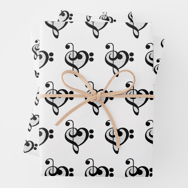 Musician Music Note Pattern Heart Geschenkpapier Set (Beispiel)