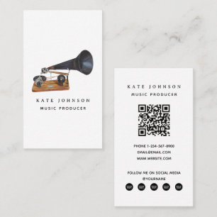 Musician Music Producer Gramophone QR Code Visitenkarte
