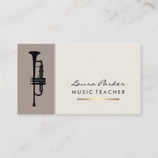 Musician Music Teacher Trumpet Instrument Gold Visitenkarte (Vorderseite)
