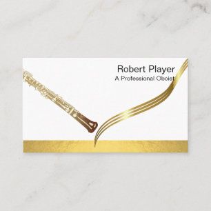 Musician Oboist Player Music Gold Oboe Waves Visitenkarte
