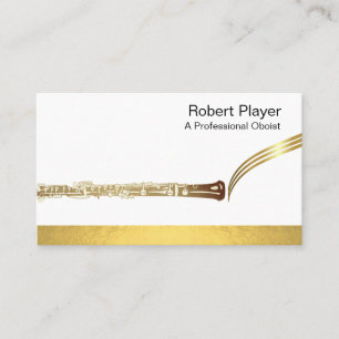 Musician Oboist Player Music Gold Oboe Waves Visitenkarte