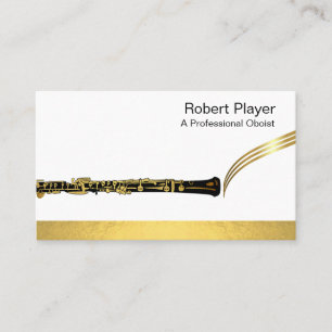 Musician Oboist Player Music Gold Oboe Waves Visitenkarte