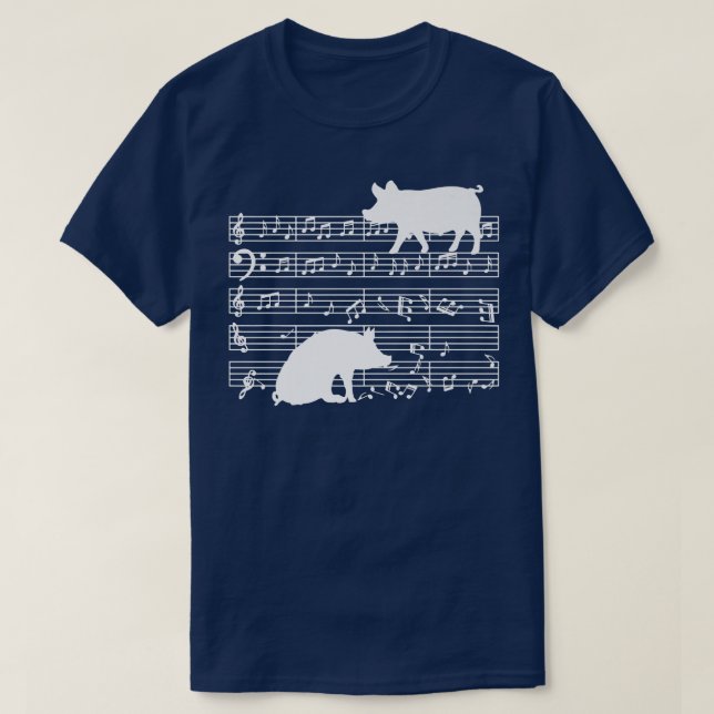 Musician Sheet Music Design mit Pig auf Musiknote T-Shirt (Design vorne)