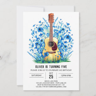 Musician's Whimsical Gitarre Boy Geburtstag Einladung