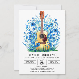 Musician's Whimsical Gitarre Boy Geburtstag Einladung