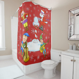 Musicien Elfes de Noël et rideau de douche Père No