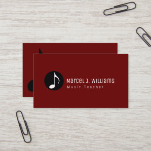 Musiciens Carte de visite rouge foncé avec note mu