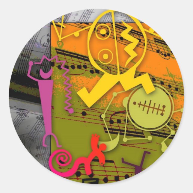 Musik 01 runder aufkleber (Vorderseite)