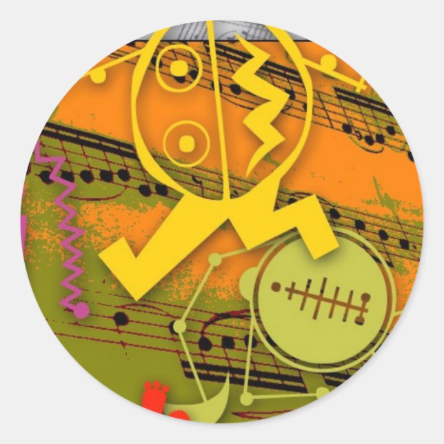 Musik 02 runder aufkleber (Vorderseite)