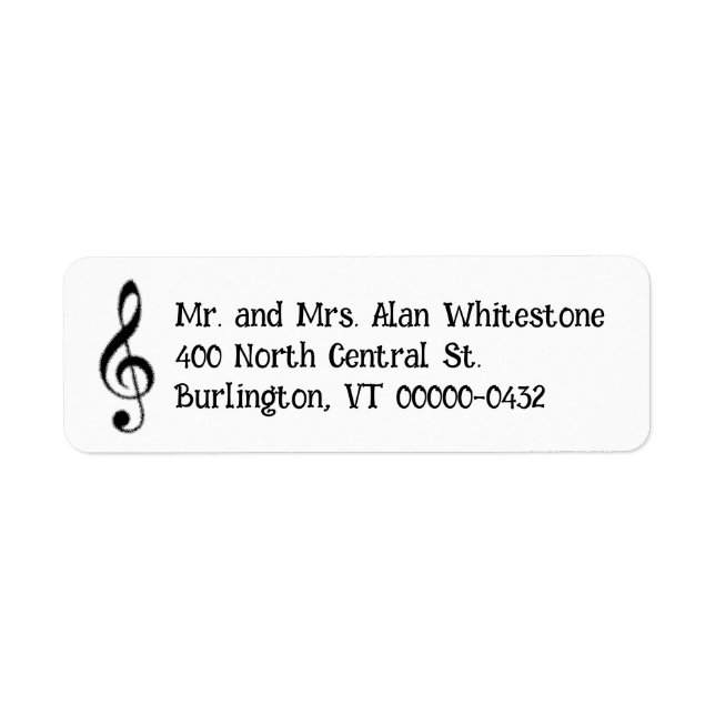 Musik als Schwarz-Weiß-Rücksendeadressen-Aufkleber (Vorne)