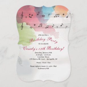 Musik auf Wasserfarben-Papier-Einladung Einladung