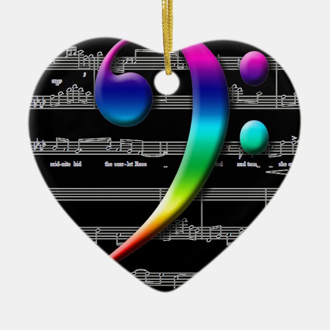 Musik-Bassschlüssel-Regenbogen-Geschenke Keramikornament (Vorne)